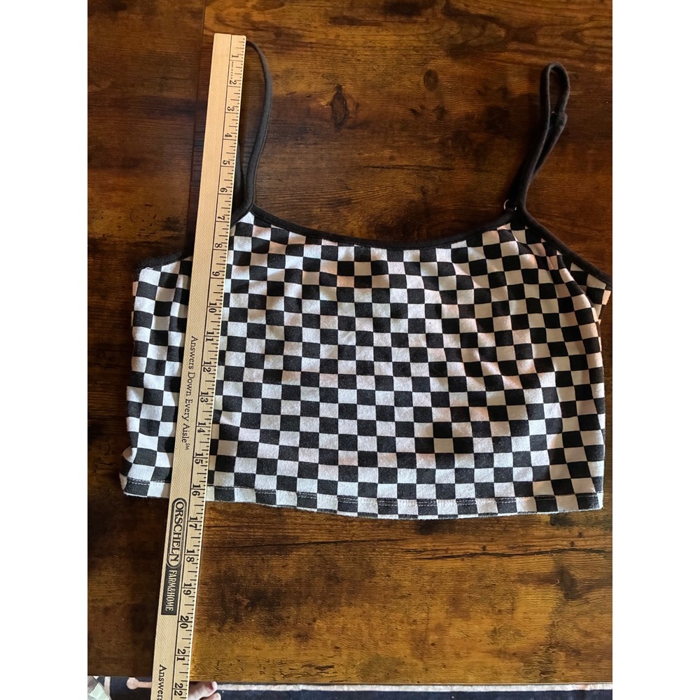 H&M Divided Cami Top Womens XL B/W Excellent Checkered Cropped Adjustable - Picture 3 of 6